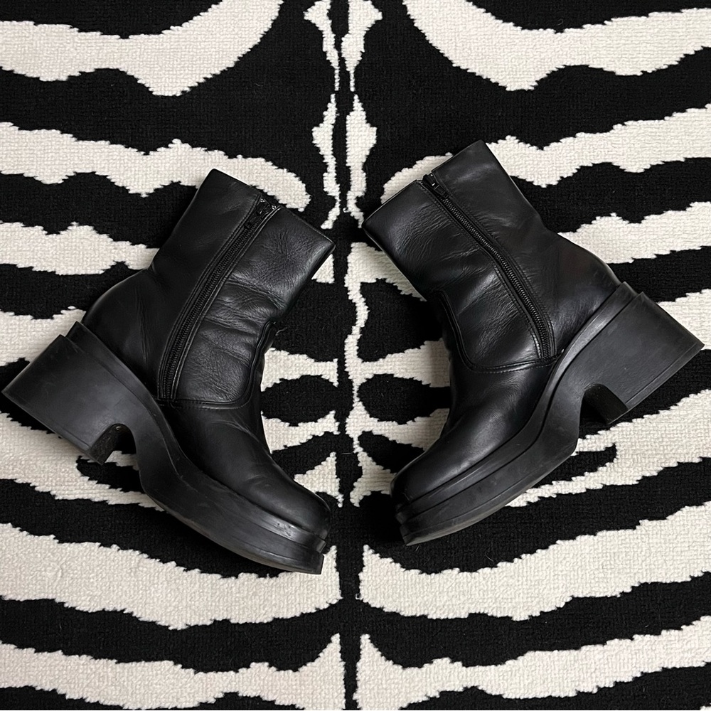 Vintage 90s Y2K SoHo Cobbler Alex Chunky Platform Leather Boots Size 8.5 - Picture 6 of 16